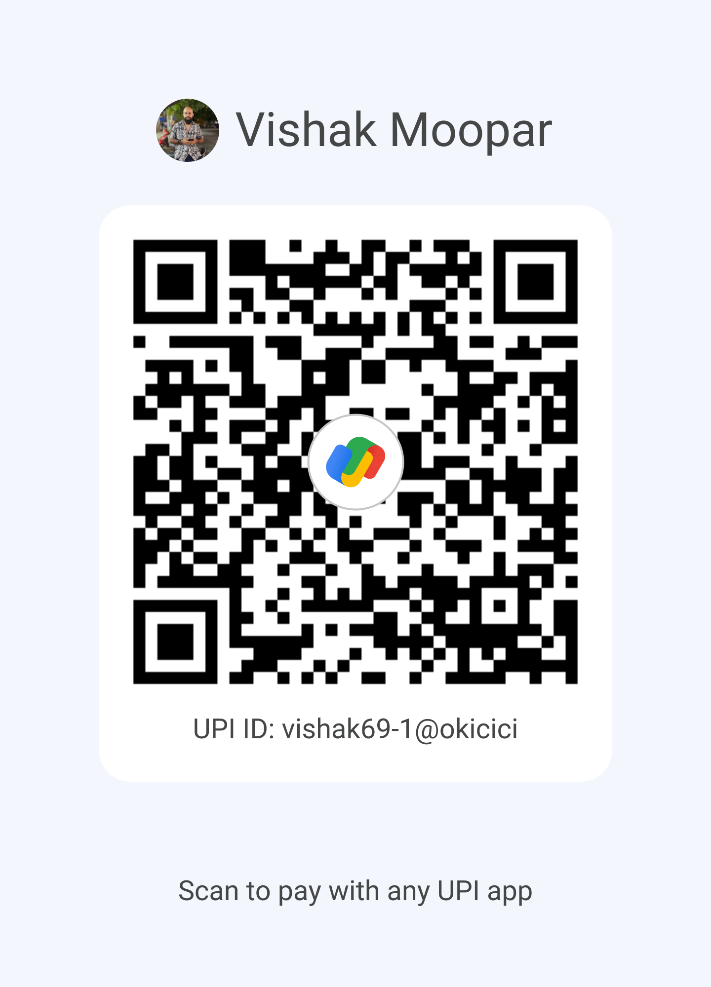 UPI QR code for Vishak Moopar